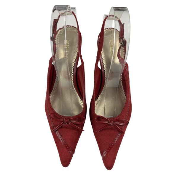 Predictions Jacelyn Red Faux Suede Heels Slingback Shoes Size 7 - Picture 3 of 16